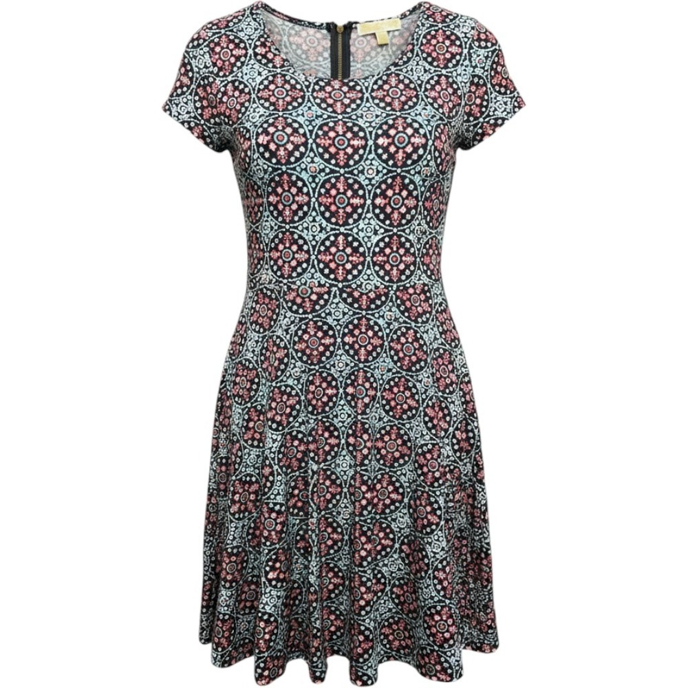 Michael Kors Dress Womens Large Multicolor Geometric Medallion Fit & Flare